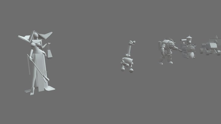 [HW XYZ School] Bloking 10 objects 3D Model