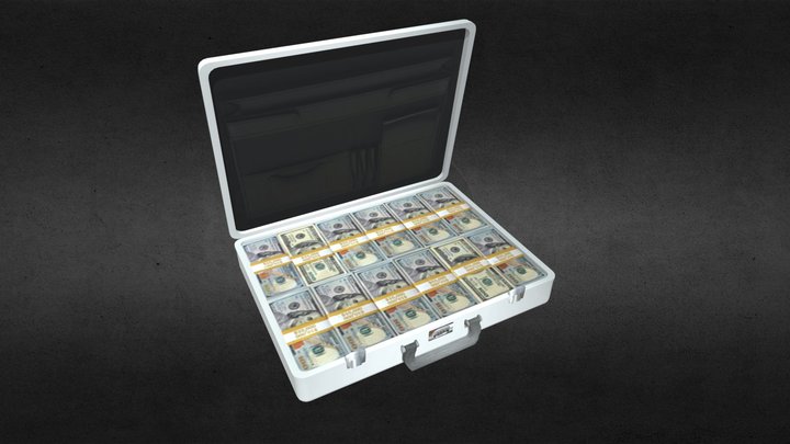 Briefcase with money (low poly, game ready) – Kostenloses 3D-Modell STL