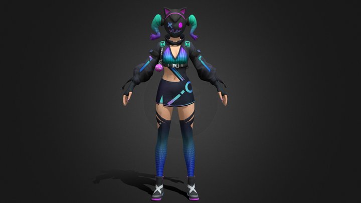 NEON FEMALE BUNDEL FREEFIRE 1ST BOOYAH PASS 3D Model