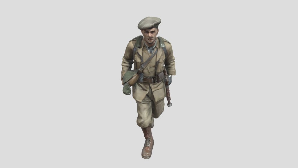 WW2 male french partisan running for cover