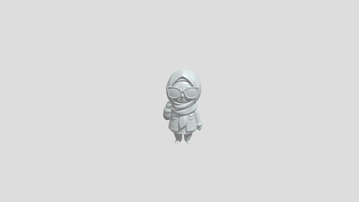 Hijabi girl with glasses 3D Model