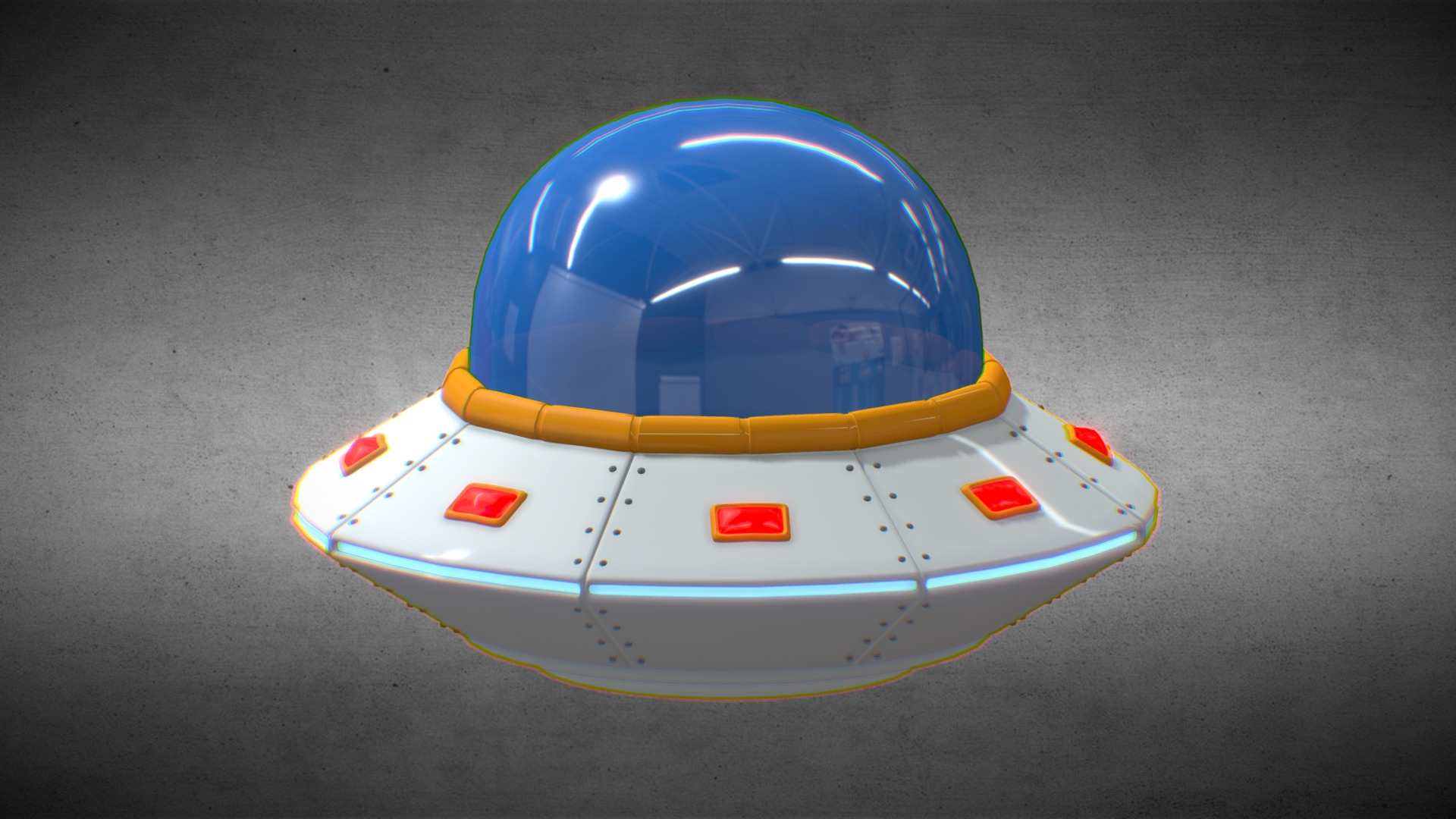 3D model Cartoon UFO - This is a 3D model of the Cartoon UFO. The 3D model is about a white and blue sports car.