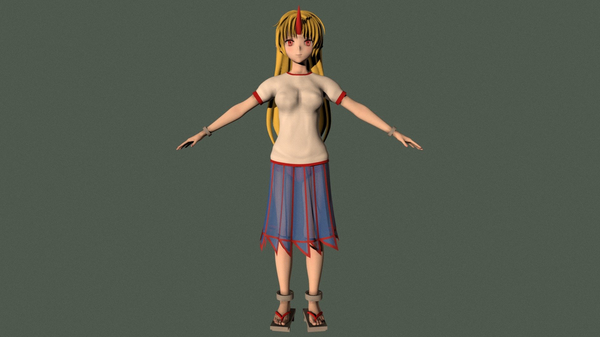 T Pose Rigged Model Of Yuugi Hoshiguma Buy Royalty Free 3d Model By