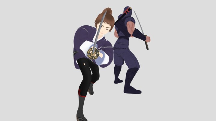 素浪人VS忍者 3D Model