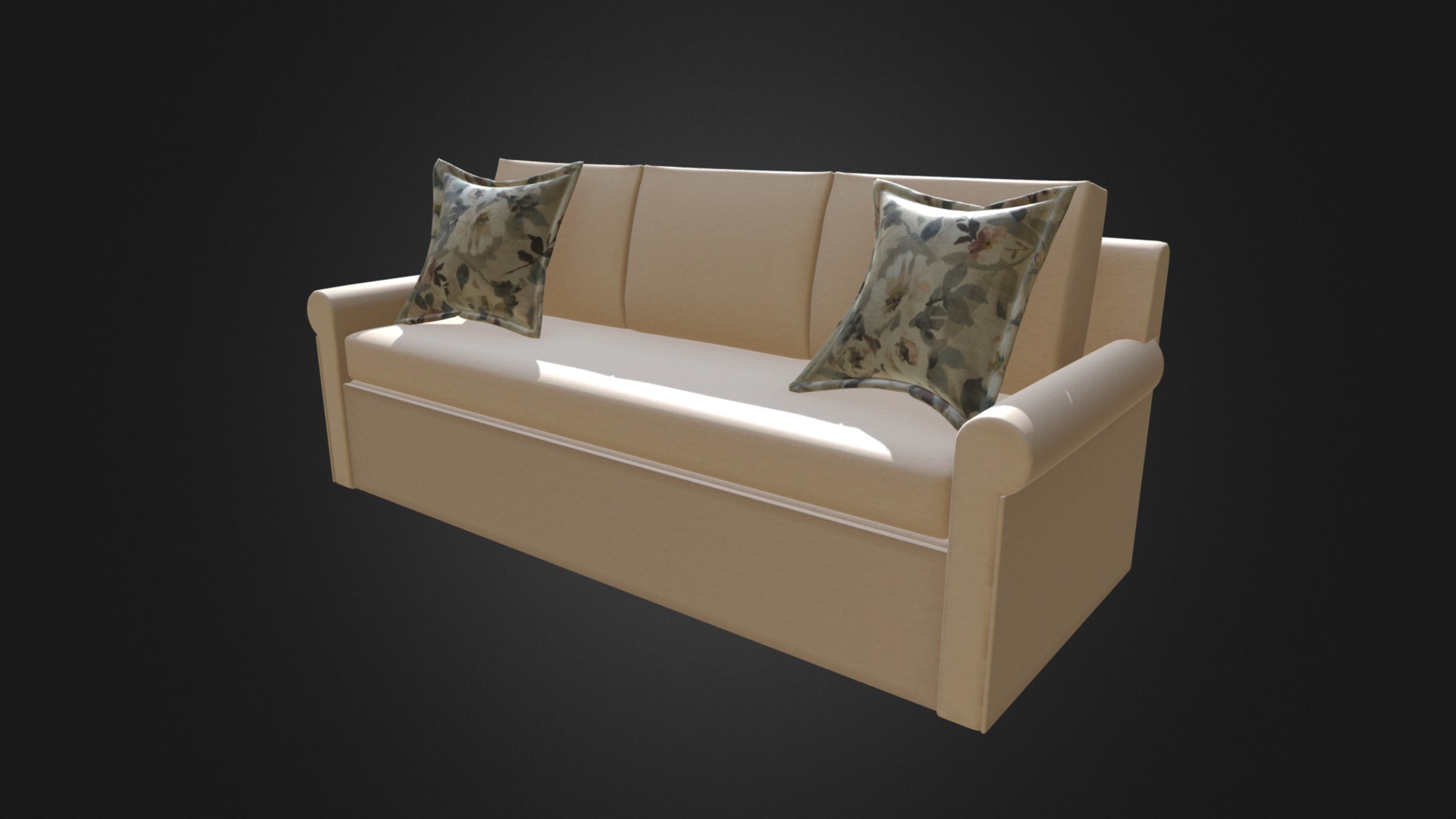3D model Convert-able Sofa cum bed - This is a 3D model of the Convert-able Sofa cum bed. The 3D model is about a white chair with a pillow.