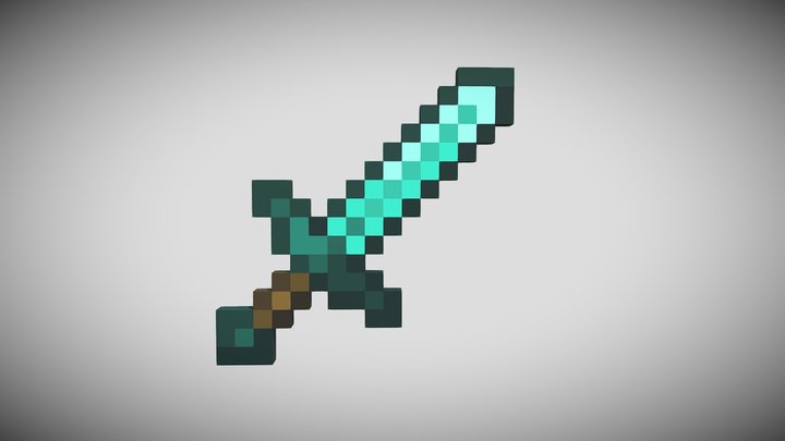 Minecraft Diamond Sword 3D Model
