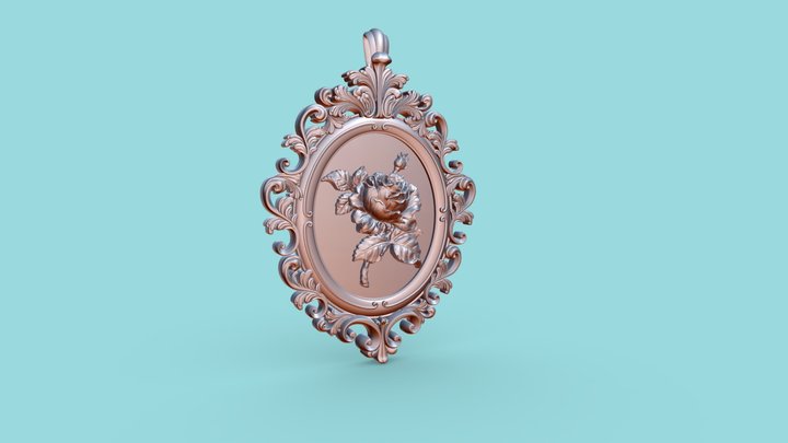 Baroque Russian Rose Pendant 3D Model