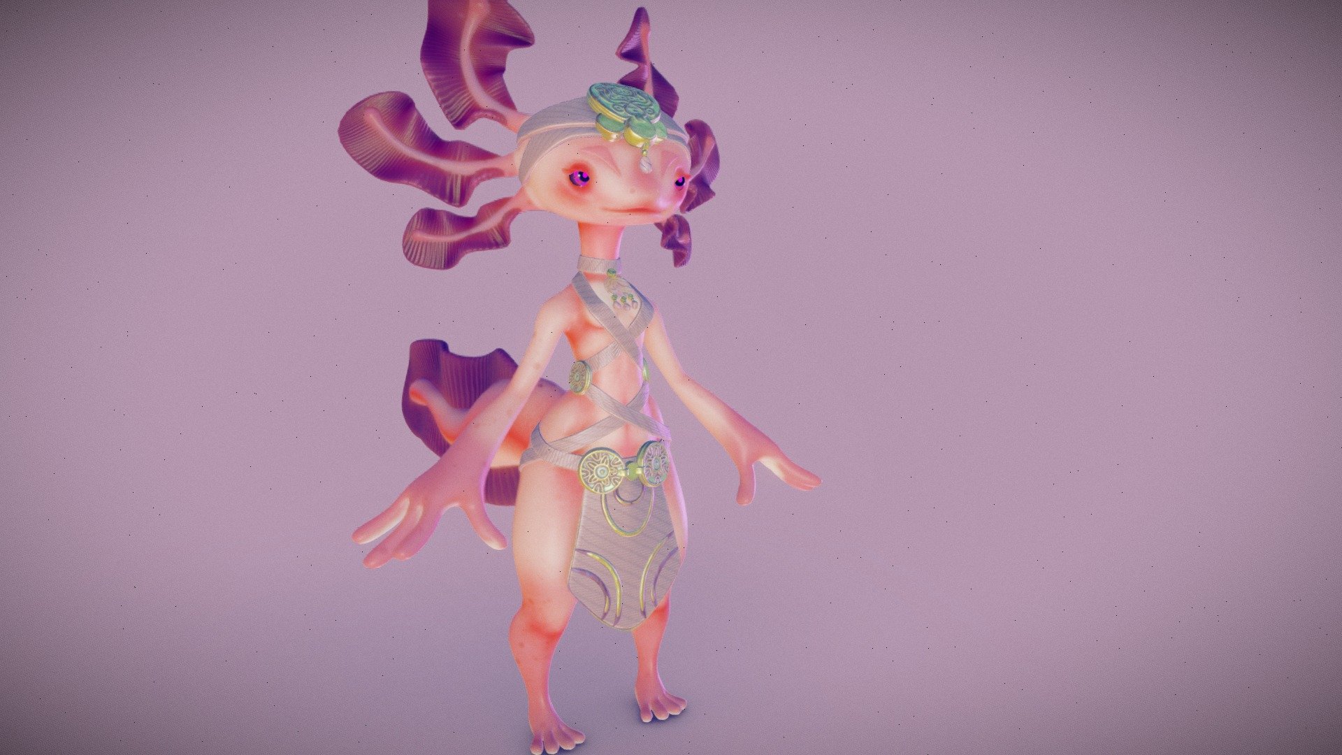 Axolotl Princess - Download Free 3D model by bGabryel [876bdcc] - Sketchfab