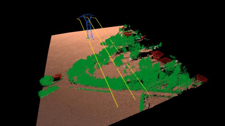 Automatically classified powerlines point cloud 3D Model