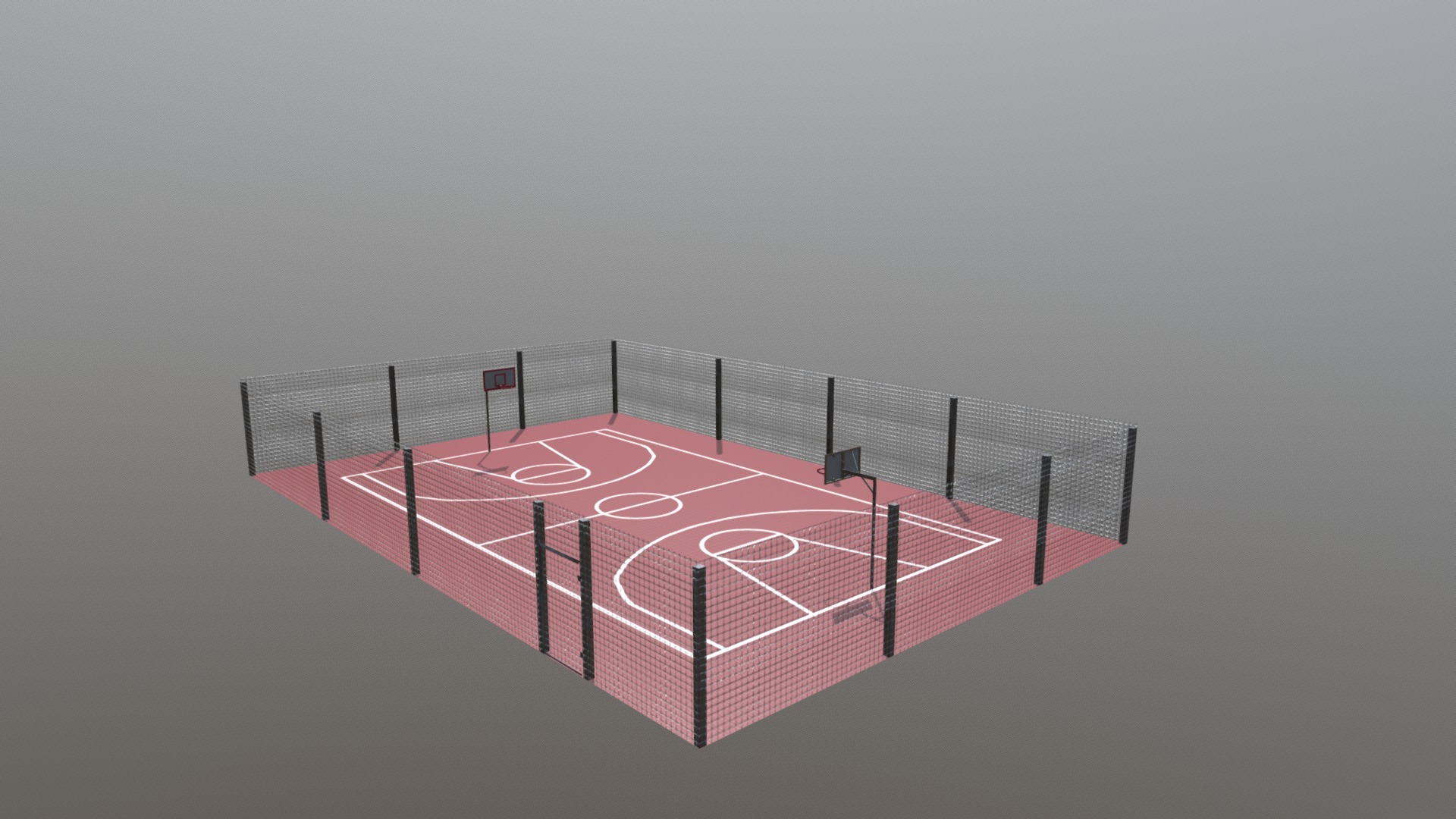 3D model Basketball court - This is a 3D model of the Basketball court. The 3D model is about a football field with a goal.