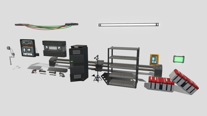Sci-fi Props Pack 3D Model