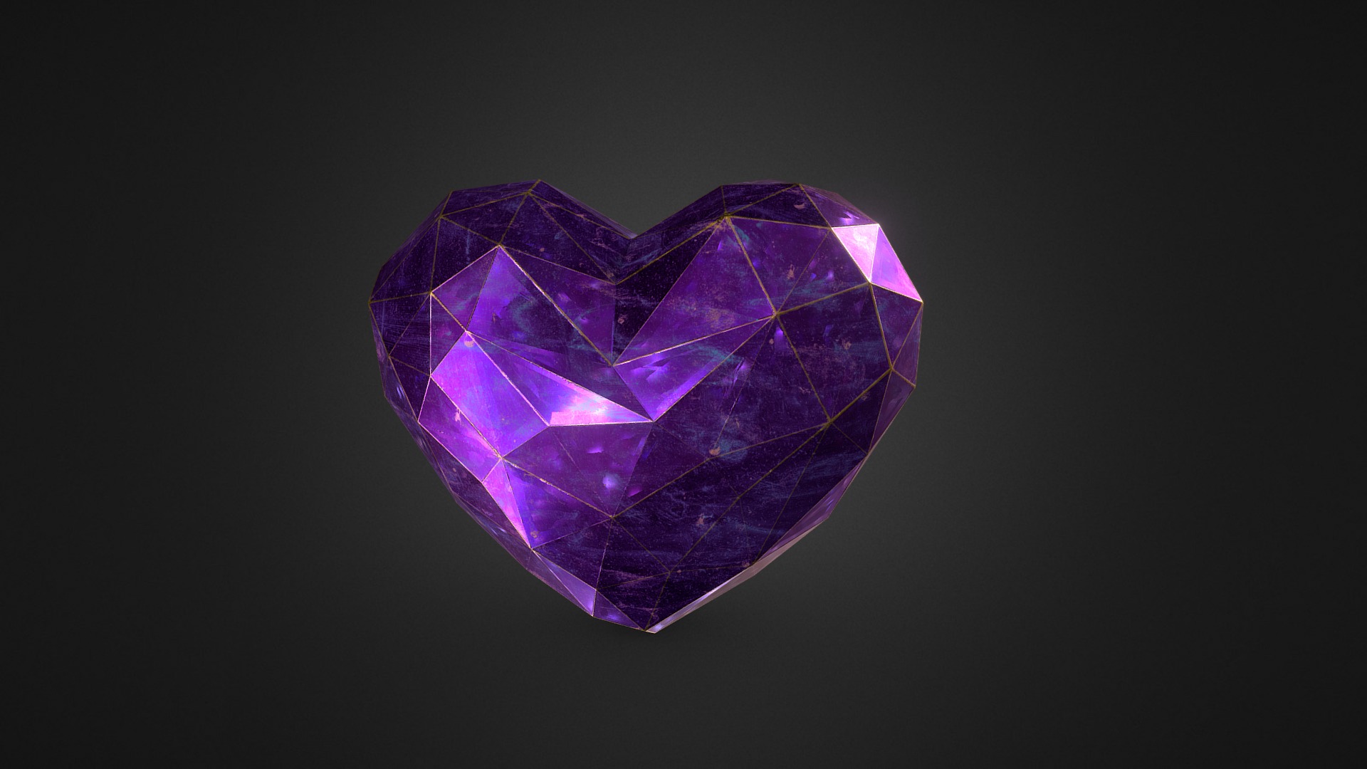 3D model crystal heart - This is a 3D model of the crystal heart. The 3D model is about a purple and pink gem.