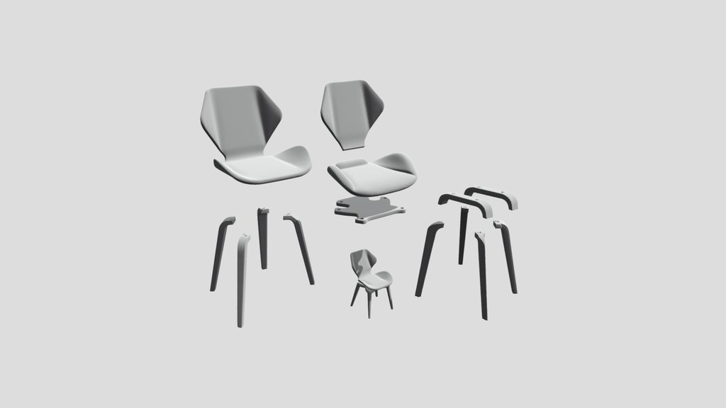 Exploded View of a Bent-Plywood Chair