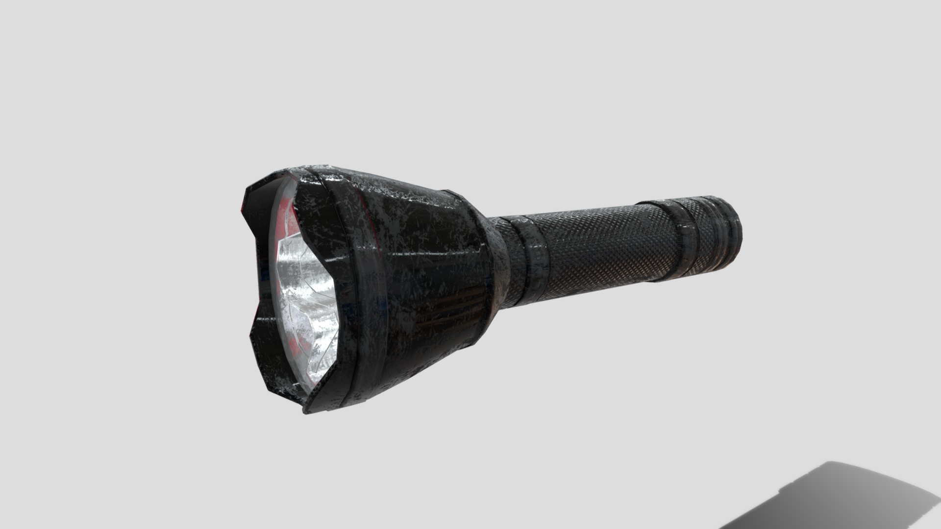 3D model Low Poly Dirty LED Flashlight - This is a 3D model of the Low Poly Dirty LED Flashlight. The 3D model is about a black cylindrical object.