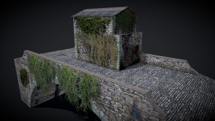 Medieval City Bridge Low Poly 3D Model