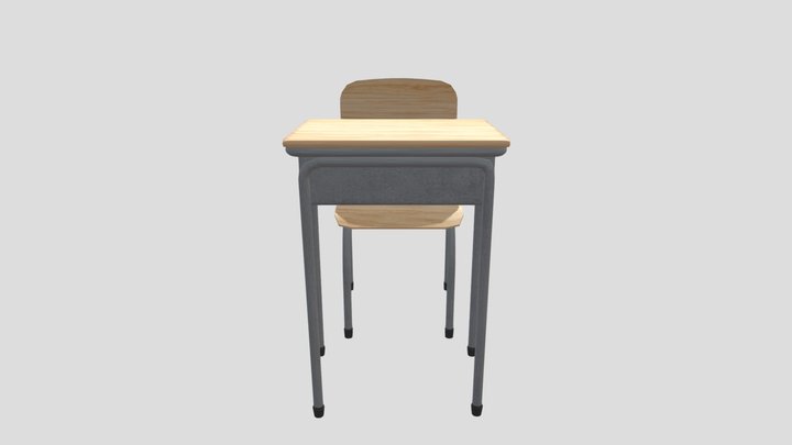 School chair and desk 3D Model