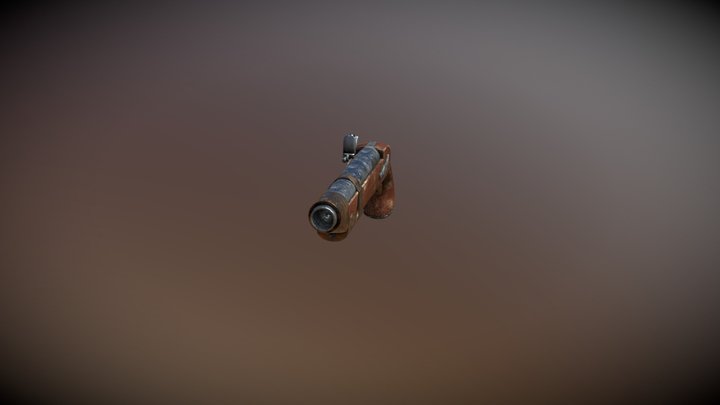 Old vintage hand gun 3D Model