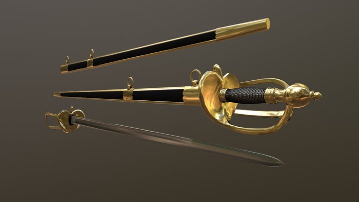 French cavalry sword M1767 3D Model
