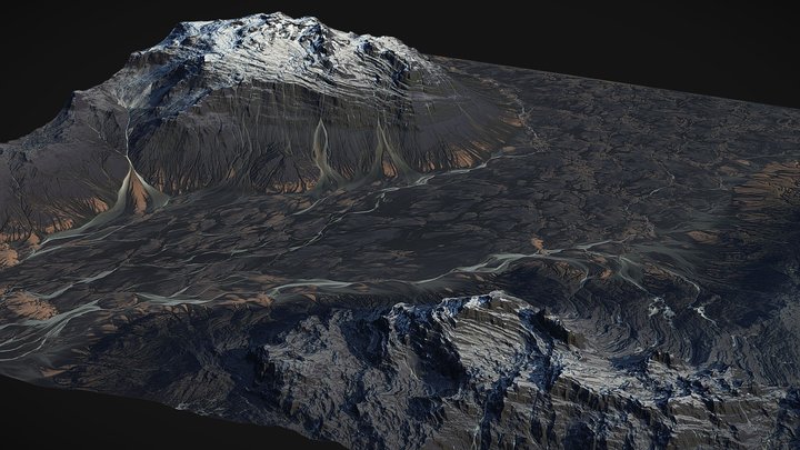 Iceland Black Mountains (World Machine) (1) 3D Model