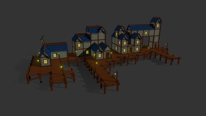 Fishing town - Modular Project, TEST 01 3D Model
