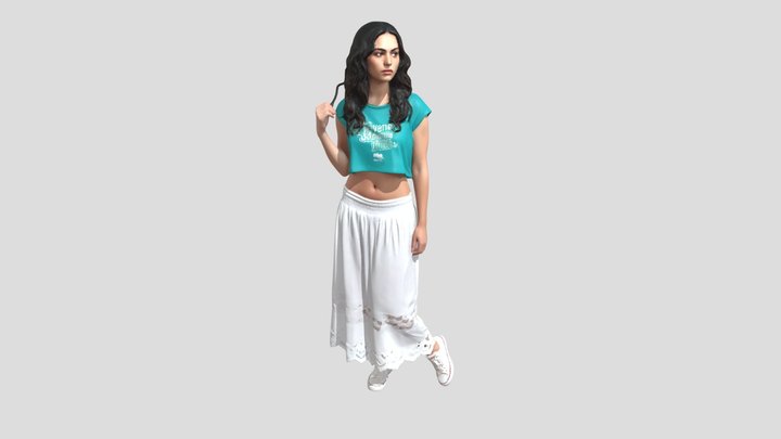 Teal Crop Top And White Lace Maxi – Modello 3D gratuito STL
