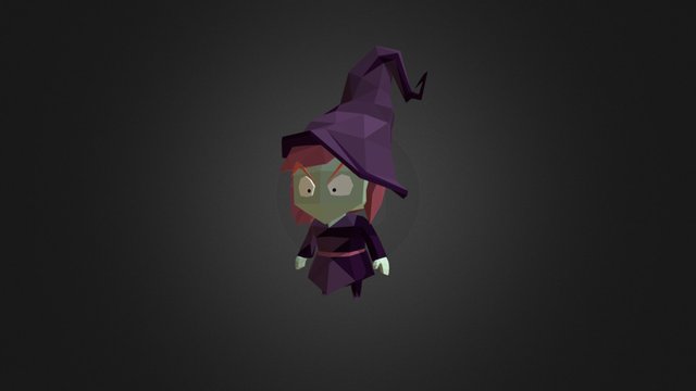Low Poly Witch 3D Model