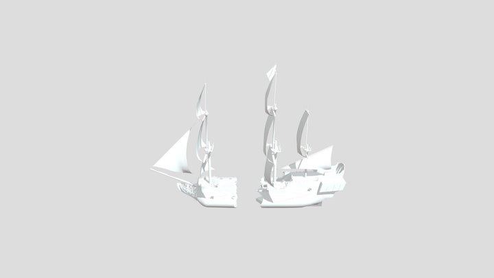 Huge broken pirate ship 3D Model