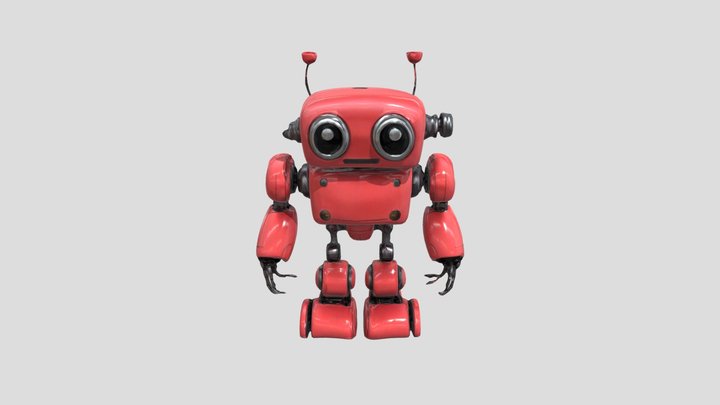 Red Robot Buddy 3D Model