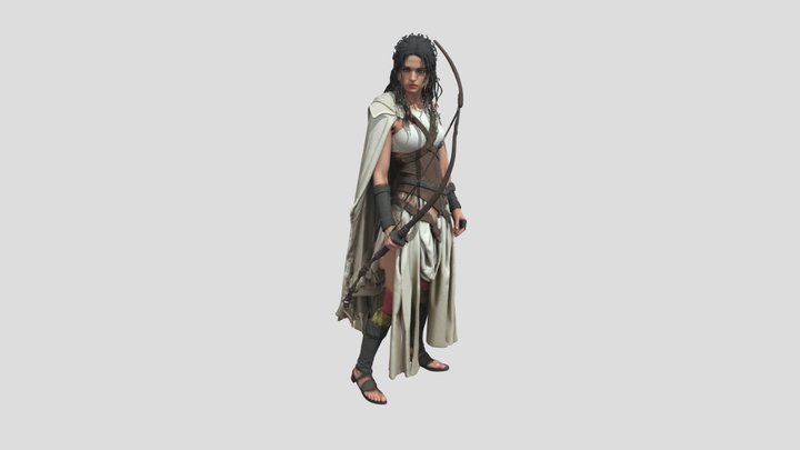 A battle-worn goddess-like huntress from Olympus 3D Model