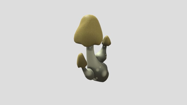 Curved Tall Yellow Mushroom 3D Model