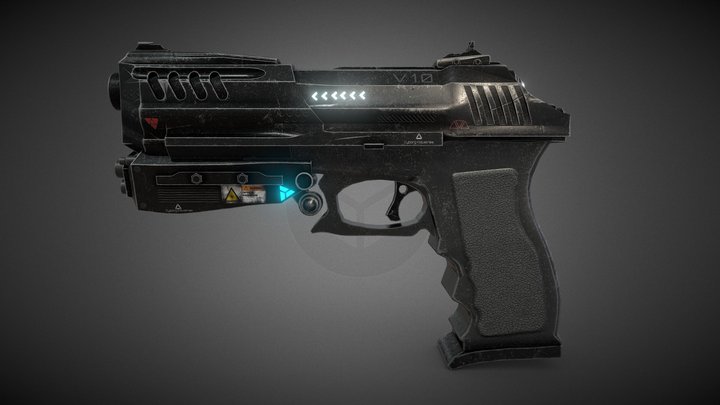 Pistol Cyberpunk 3D Model