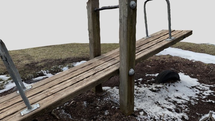 A Wooden Seesaw in March 3D Model
