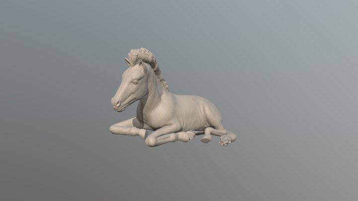 Cute Horse - Fole laying down 3D Model