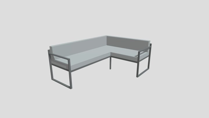 Sofa de metal en escuadra 3D Model