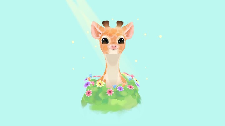 Summer Giraffe 3D Model