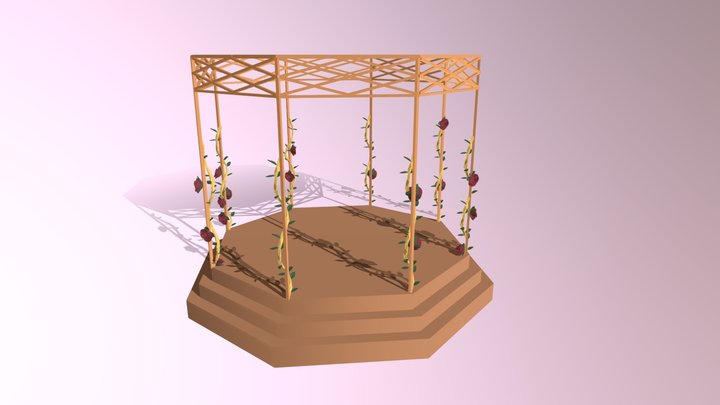 Pérgola Com Rosas 3D Model