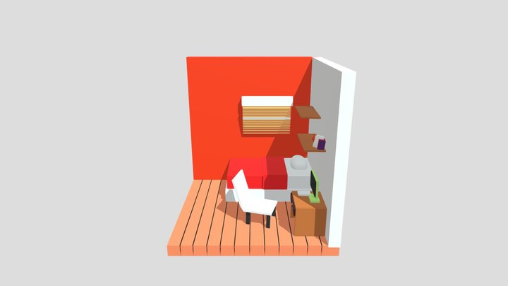 3D isometric room obj file downloadable 3D Model