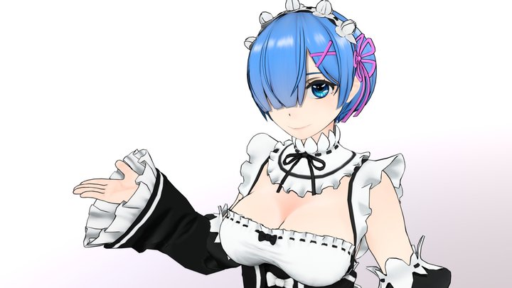 Rem by Re zero anime Model 3D for blender by GilsonAnimes on