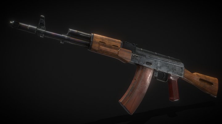 AK-74 (Wooden Furniture) Gameready Free 3D Model