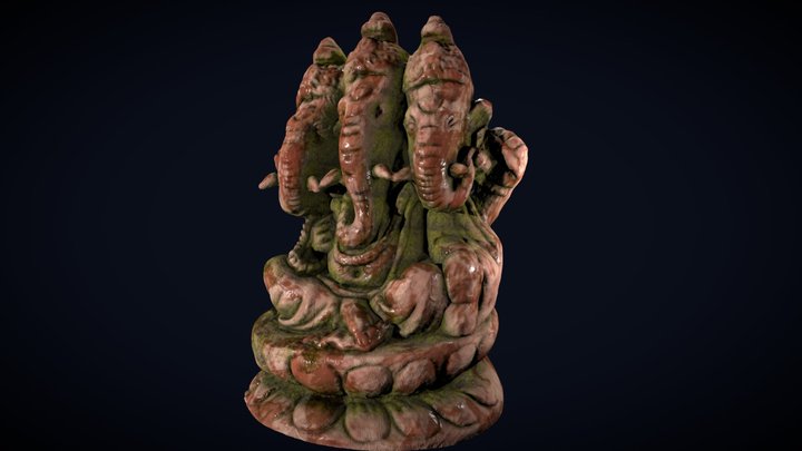 HighPoly three heads ganesha With Materials 3D Model