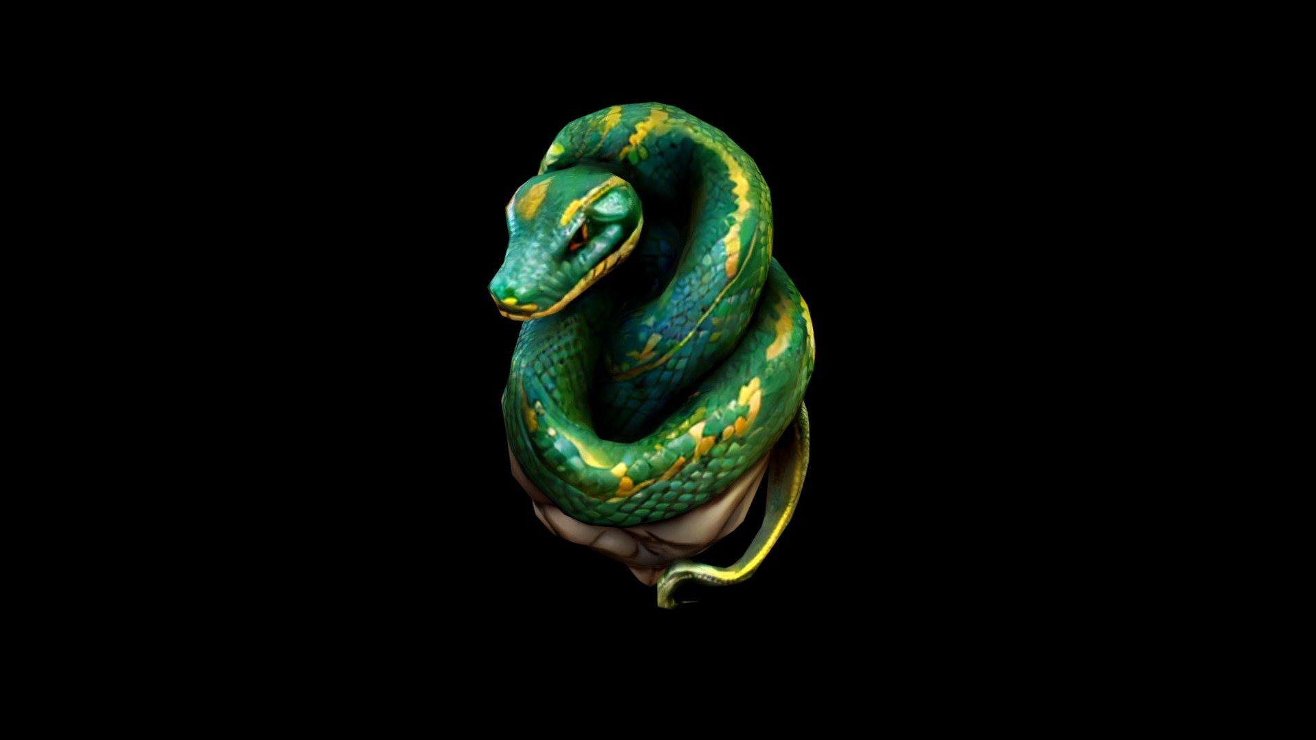 The Coiled Snake in Shades of Green - Download Free 3D model by klrxyz ...