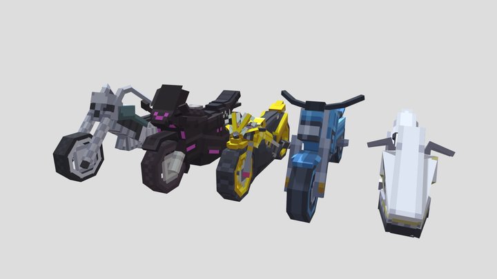 Minecraft Themed Motorcycle Collection 3D Model