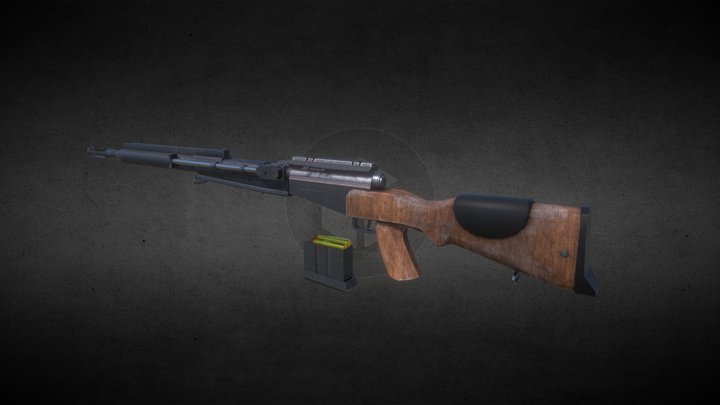 Low poly FRf2 - French marksman rifle 3D Model