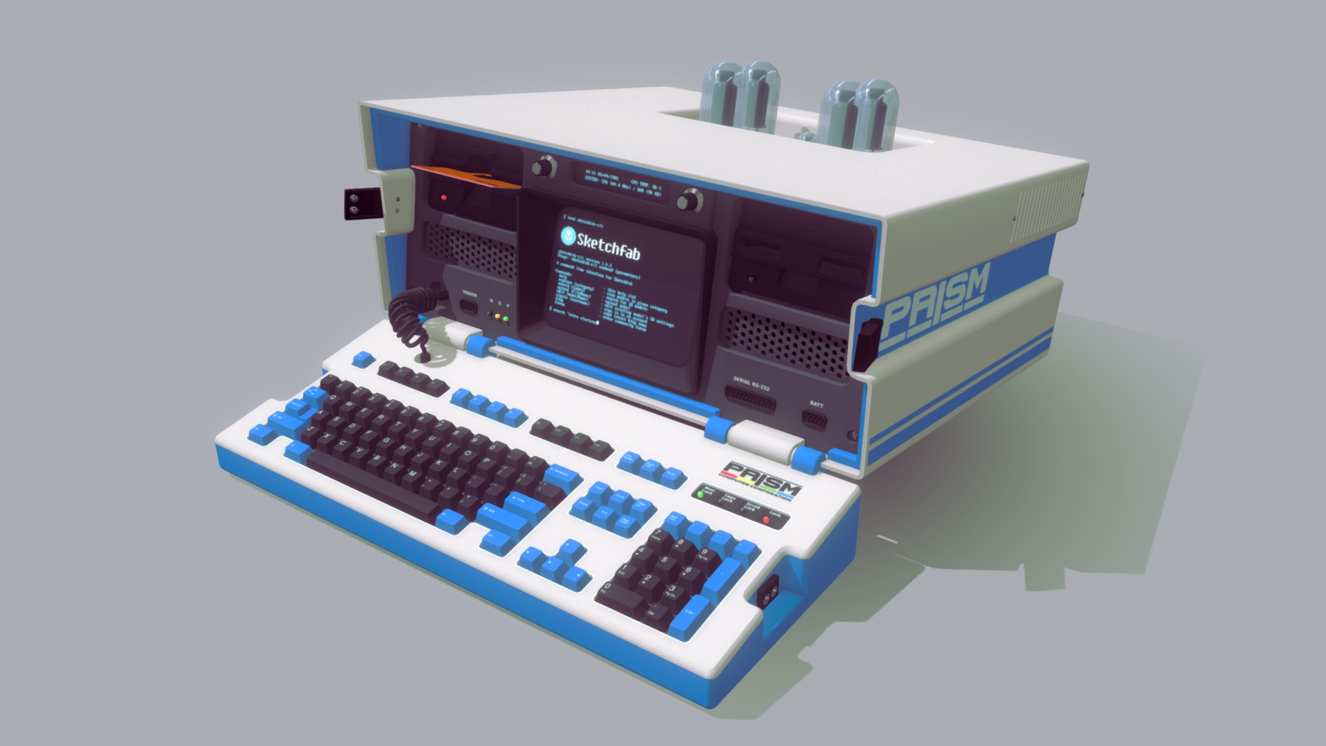 3D model 1980s Portable Personal Computer - This is a 3D model of the 1980s Portable Personal Computer. The 3D model is about a close-up of a computer.