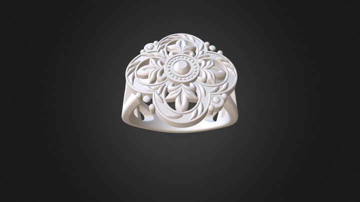 Ring Flower Sculpture 3D Print 3D Model
