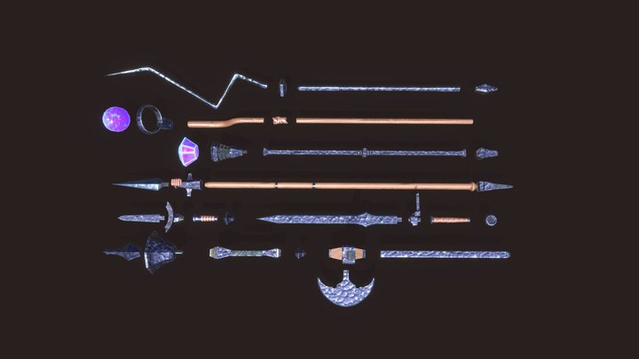 Dungeon Crawler Modular Weapons 3D Model
