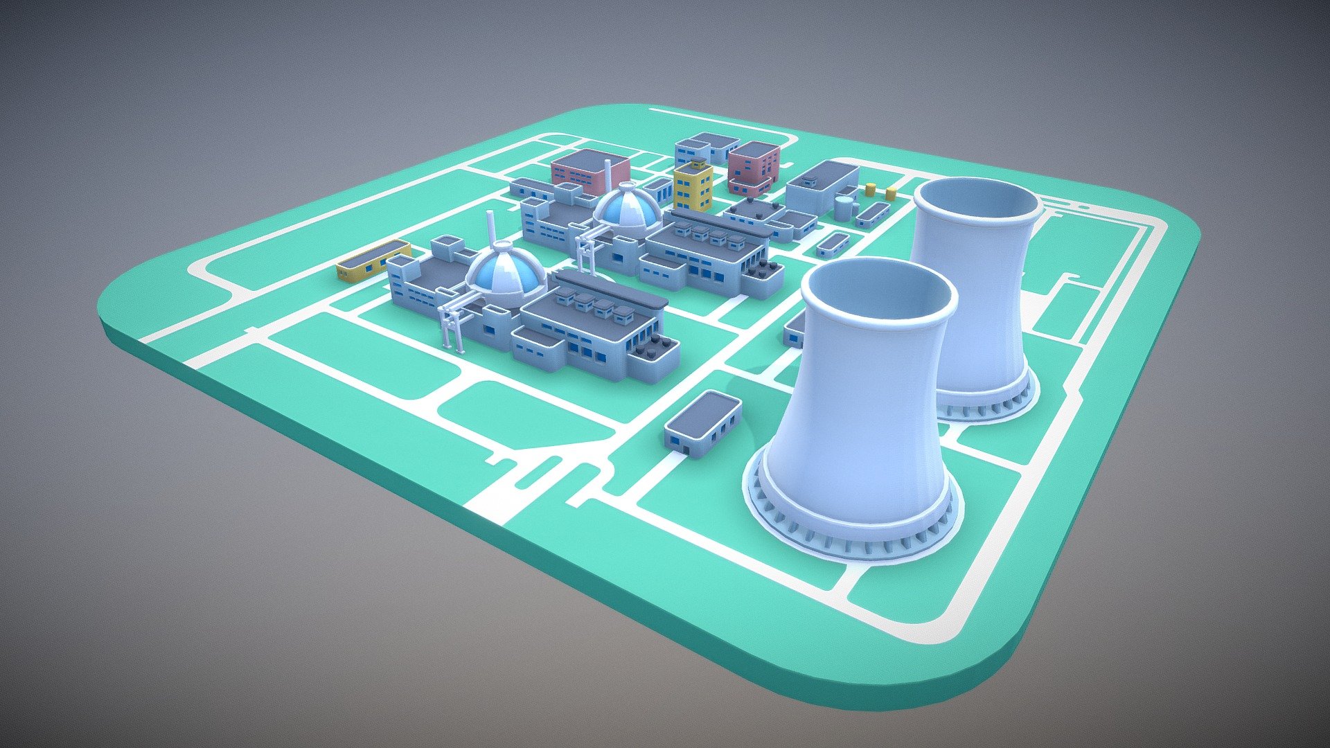 Nuclear powerplant lowpoly scene
