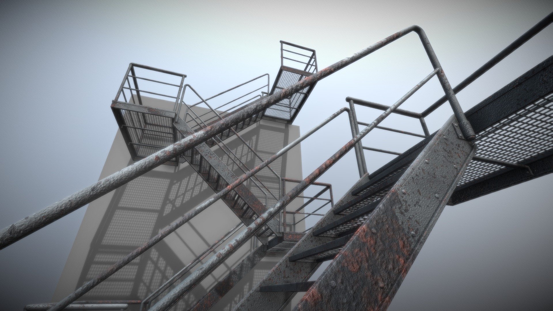 Modular Industrial Staircase Rusty (High-Poly)