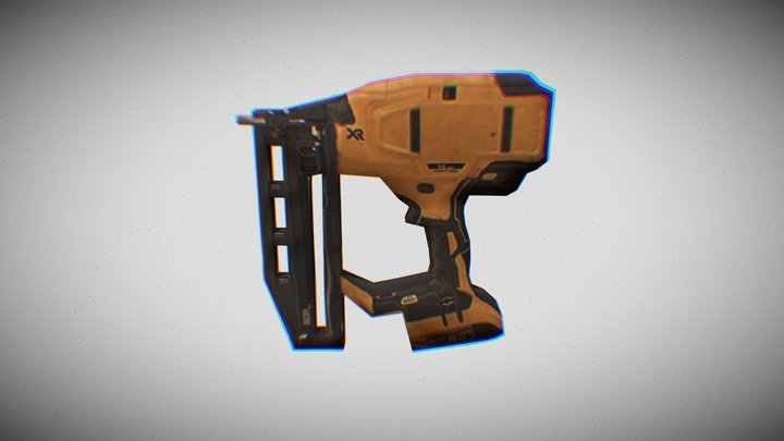 Low Poly Nailgun 3D Model