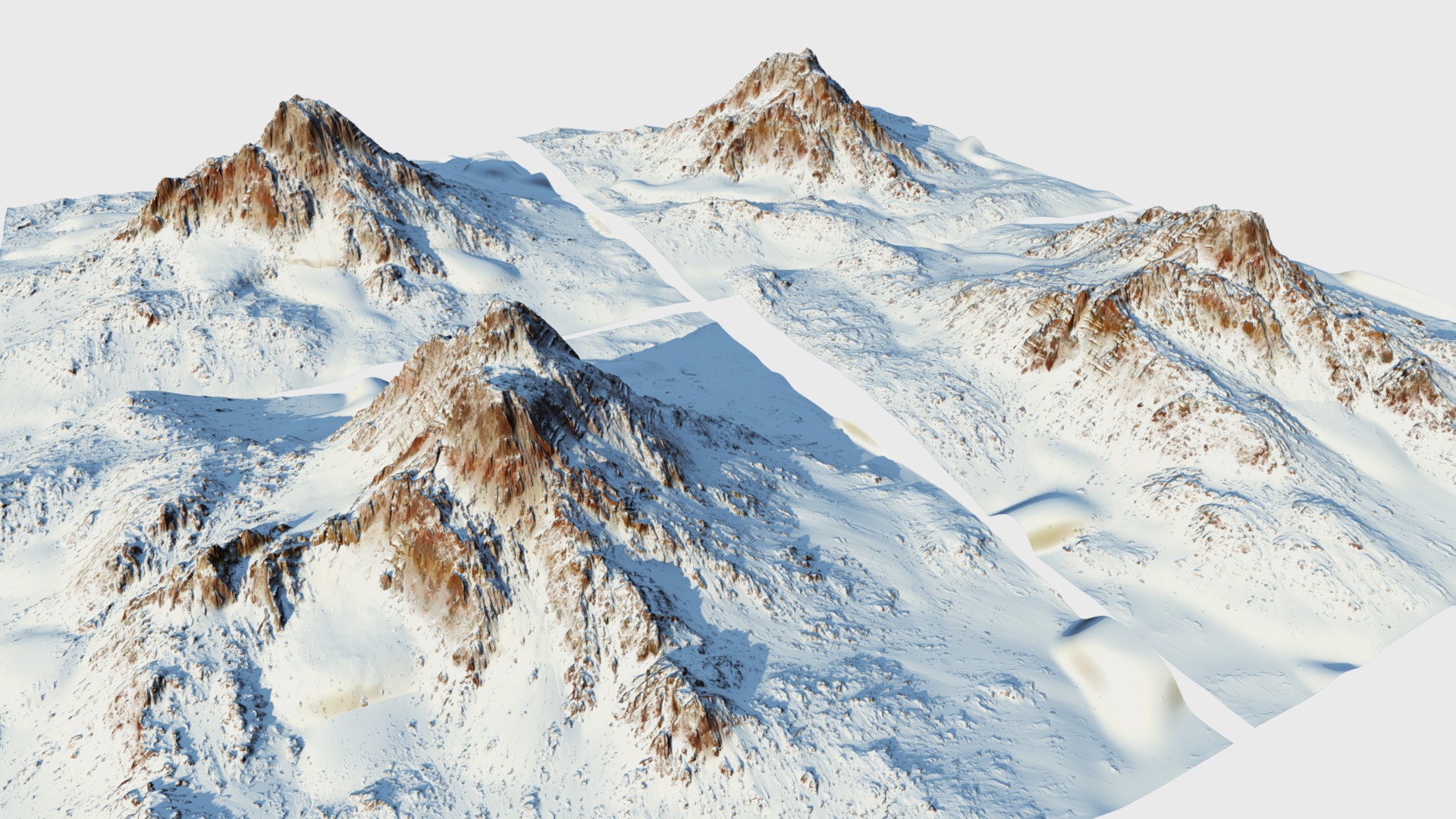 3D model Snow mountain Pack (World Machine) Type2 - This is a 3D model of the Snow mountain Pack (World Machine) Type2. The 3D model is about a snowy mountain with a few peaks.